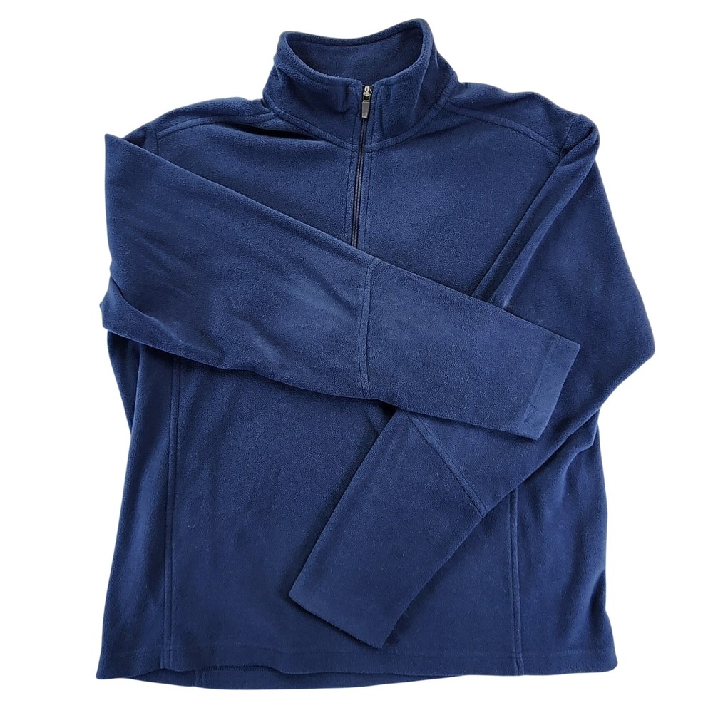 Lands End Mens 42-44 Blue Fleece Polartec Aircore 100 Quarter Zip Pullover Soft